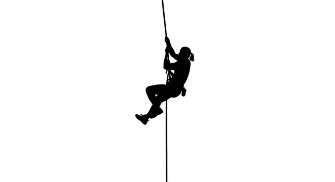 Person Rappelling Down a Rope.