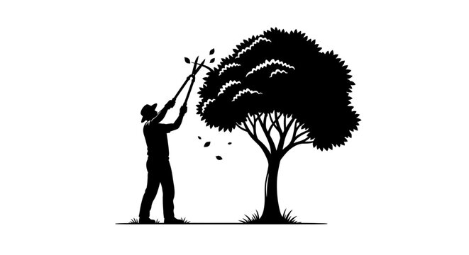 Man cutting down a tree.