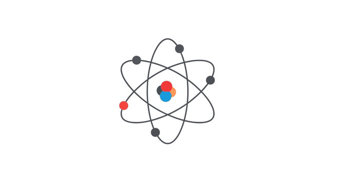 Atom Structure with Colorful Nucleus Model.