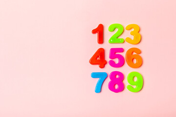 Fototapeta premium Background of numbers. Number wood block cubes for learning Mathematic, education math concept. childhood education. numbers kids. Numbers texture. Finance data concept. pattern with numbers. 