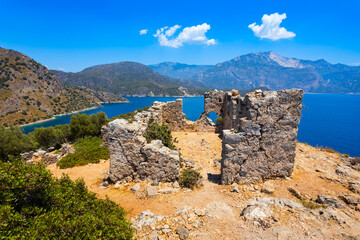 Fototapeta premium Greek church byzantine ruins at Gemiler or St. Nicholas Island in Turkey
