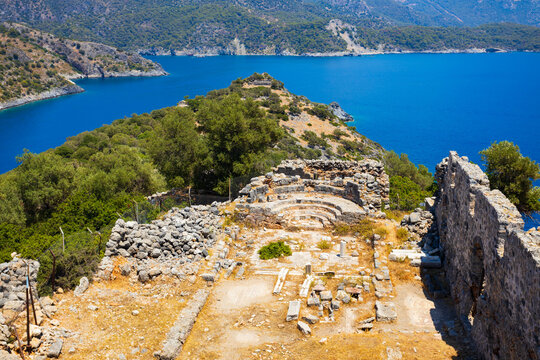 Greek church byzantine ruins at Gemiler or St. Nicholas Island in Turkey