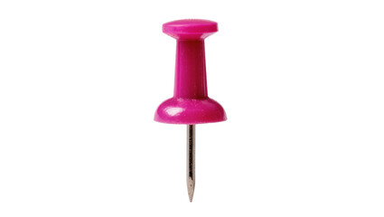 Fototapeta premium Bright pink plastic push pin with sharp metal point, isolated on transparent background