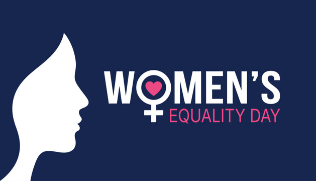 Womens equality day female face profile silhouette graphic vector collection isolated on dark blue background template