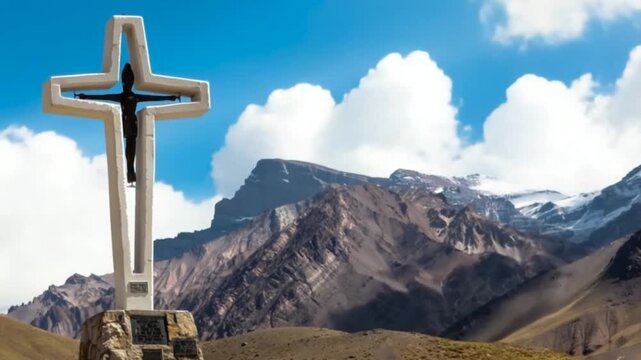 Aconcagua, a mountain in the Andes Mountains between Chile and Argentina. Time lapse.