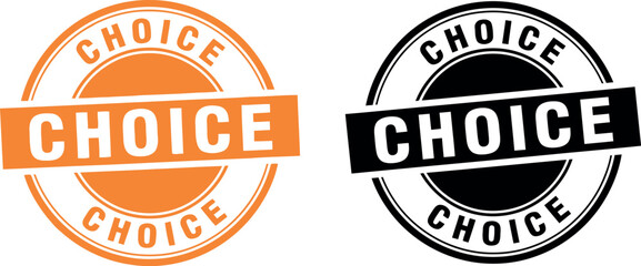 Obraz premium Choice Stamp Badge Vector Set in Orange and Black for Labels, Marketing, and Branding Design