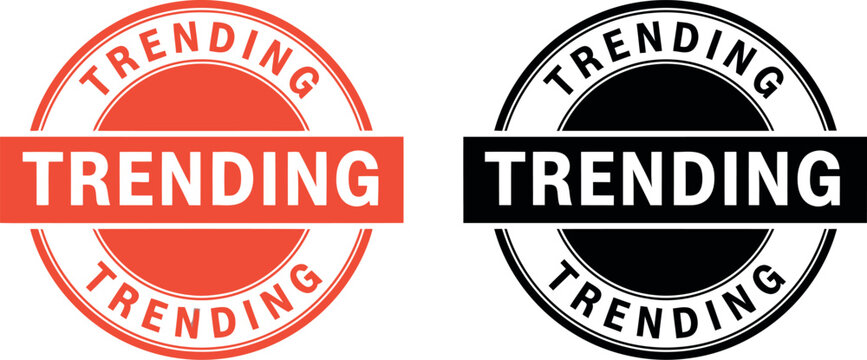 Trending Badge Icon Set in Red and Black for Social Media, Marketing, and Web Design