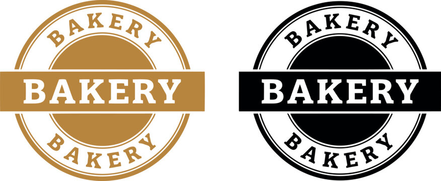 Vintage bakery logo badge set in brown and black for branding, packaging, and shop signage