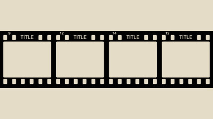 Obraz premium section of black filmstrip with empty frames on a light beige background