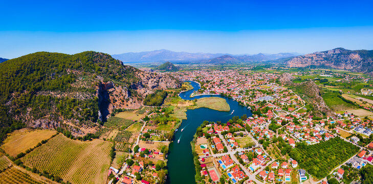 Dalyan aerial panoramic view in Mugla Province, Turkey