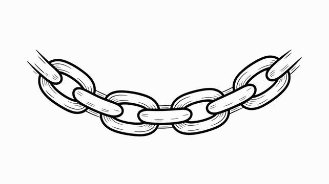 hand drawn chain illustration with linked metal links on a white background