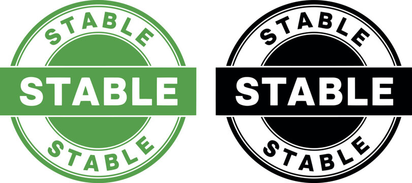 Stable badge icons set in green and black, round stamp design for quality assurance and reliability labels