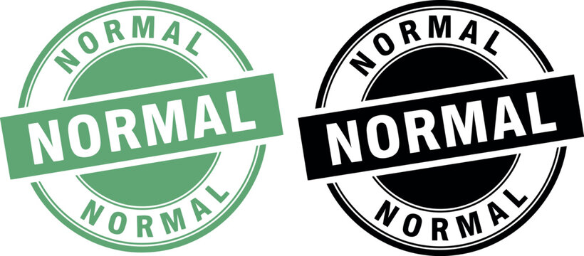 Normal stamp badge set in green and black, vector label icons for approval, certification, or quality assurance