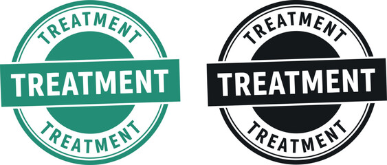 Obraz premium Vector Treatment Stamp Badges in Green and Black for Medical and Healthcare Branding