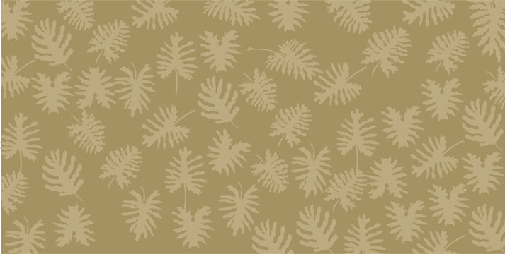 Seamless Tropical Leaf Pattern Background in Earth Tones