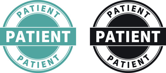 Obraz premium Patient badge vector icons in teal and black, round stamp style for healthcare and medical design