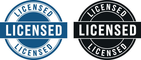 Obraz premium Licensed Stamp Badge Set in Blue and Black for Certification, Approval, and Official Documents
