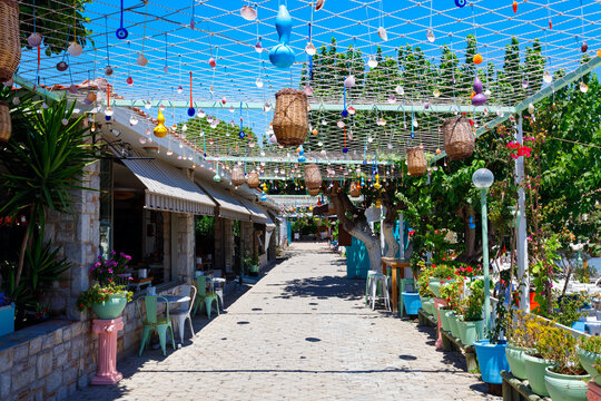 Promenade street near the Datca port in Turkey