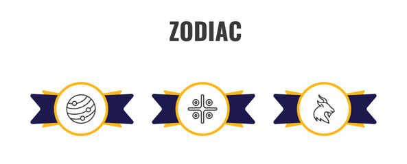 zodiac outline icon set. thin line mars, vinegar, capricorn icons. editable vector © Farahim