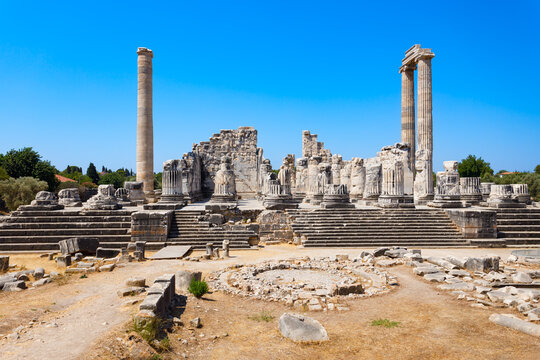 Temple of Apollo ruins at Didyma ancient sanctuary in Didim city in Turkey