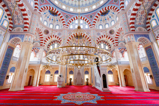 Didim Cental Mosque interior in Turkey