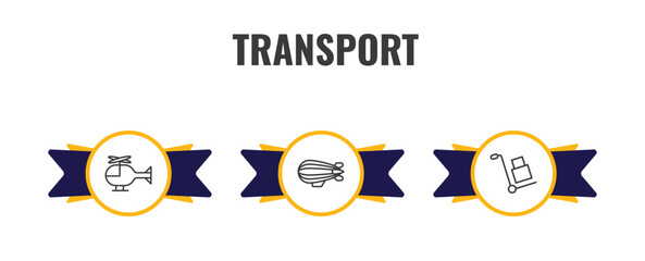 transport outline icon set. thin line small helicopter, zeppelin, carrier icons. editable vector © Farahim