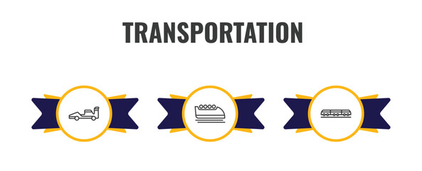 Obraz premium transportation outline icon set. thin line formula 1, bobsleigh, light rail icons. editable vector