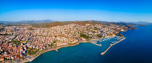Obraz premium Kusadasi city aerial panoramic view in Aydin Province, Turkey