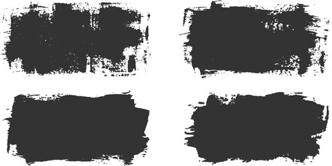 Fototapeta premium Black paint brush texture set: abstract grunge brush stroke collection with rough distressed edges and bold artistic ink swatches