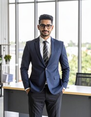 Fototapeta premium portrait of sophisticated handsome young hispanic businessman executive 