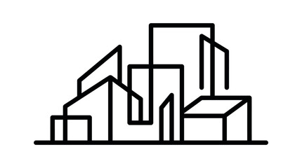 Fototapeta premium Urban Architecture Design, Geometric Structures, Modern City, Vector Illustration, Minimalist Style, Abstract Perspective