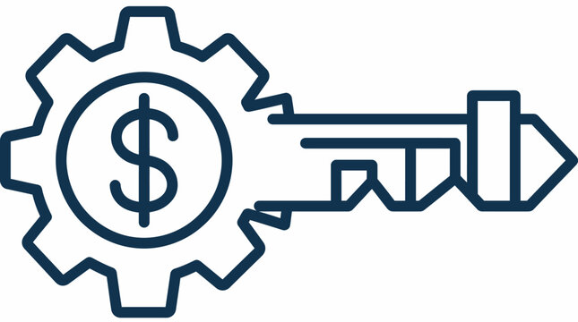Business Key Concept, Financial Growth, Graphic Design, Modern Workspace, Abstract Illustration