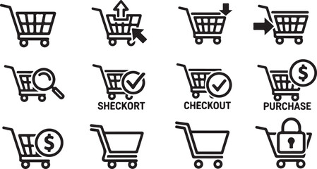 Online shopping cart checkout process diagram Vector © Torikul