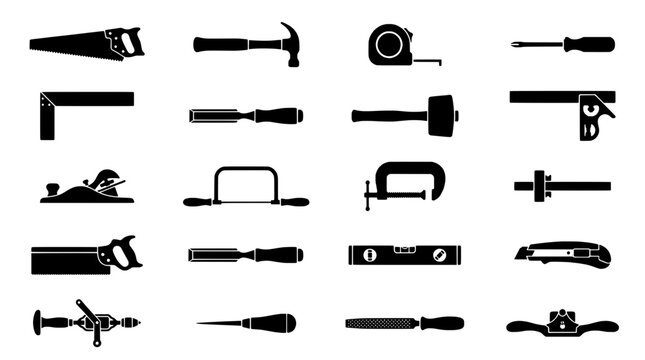 Knife tactical combat and survival tools icon set with isolated silhouettes, vector style for game UI and safety design