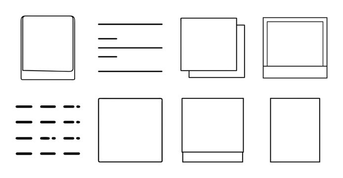 Flat abstract document and folder icons set - Minimalist vector icons showing documents, folders, and files in various styles for design projects and presentations.