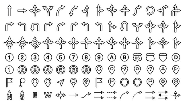 Collection of Hand Drawn Navigation and Directional Arrows and Symbols.