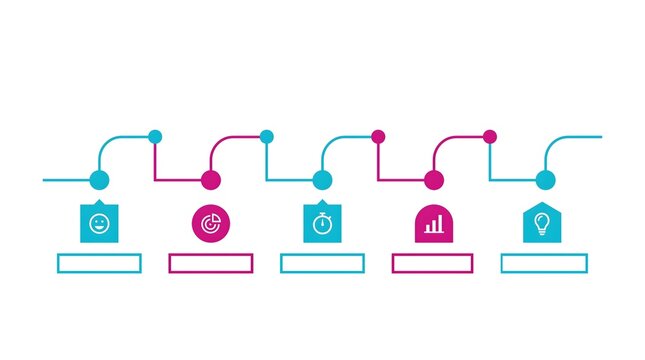 Business Process Infographic Template with Five Steps and Colorful Icons