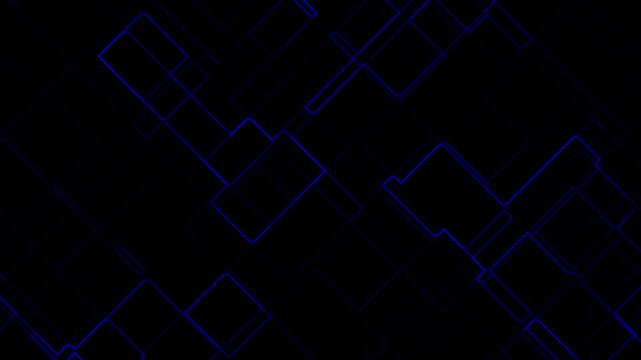 Abstract sci fi grid loop animation.Modern blue tech geometric lines on black background