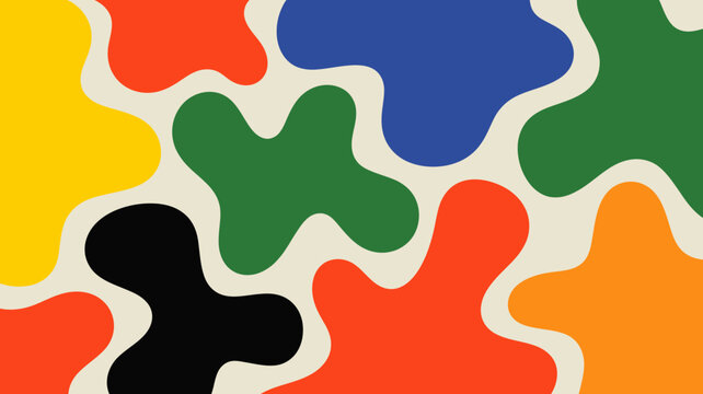 Abstract colorful interlocking shapes vibrant vector illustration with flowing organic forms