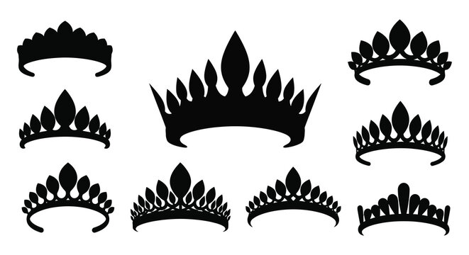 Collection of tiara silhouettes on a white background