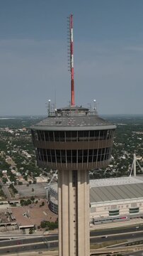 Cinematic Panoramic Tower View in San Antonio Texas at Sunset