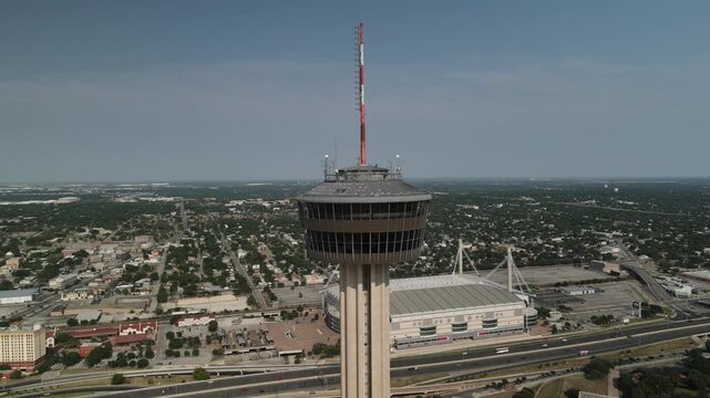 Cinematic Panoramic Tower View in San Antonio Texas at Sunset