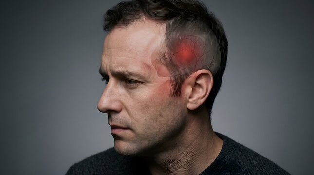 Brain Stroke And Cerebral Blood Vessel Pain In Male Head Anatomy