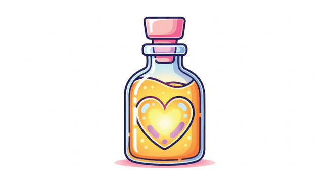 Magical Love Potion Bottle with Heart Symbol.