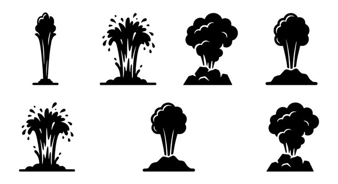 Explosion Icons Set, Blast Effects Vector Graphics, Impact Symbols Collection, Dynamic Burst Shapes for Design