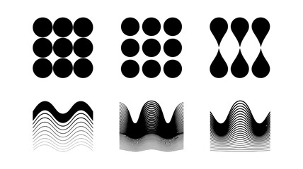 Fototapeta premium abstract geometric patterns collection black and white line art on a white background