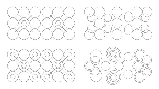 abstract geometric pattern with overlapping circles black lines on a white background