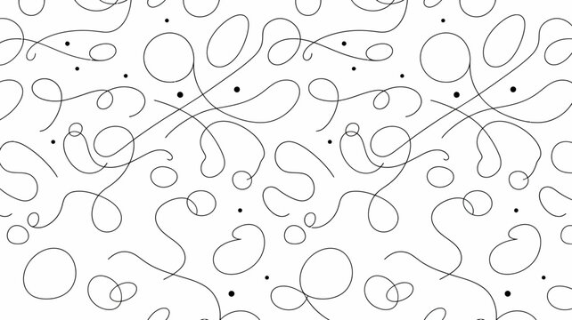 abstract looping lines pattern seamless black and white vector illustration on white background