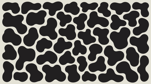 abstract blob pattern with irregular shapes black and beige color scheme
