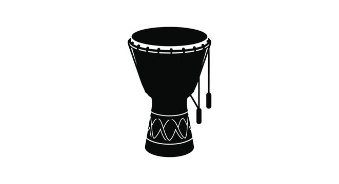 Djembe drum silhouette on a white background